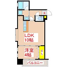 フィオーレ城南 1LDKの間取図画像