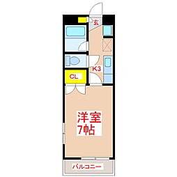 メゾンドラパン 1Kの間取図画像
