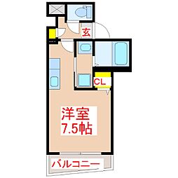 パラディーゾ柳町 ワンルームの間取図画像
