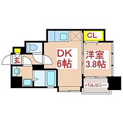 さくらヒルズ千日町 1DKの間取図画像