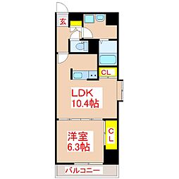 プルメリアハウス 1LDKの間取図画像