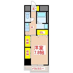 ティアラハイツ栄門 1Kの間取図画像