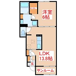 クオーレB 1LDKの間取図画像