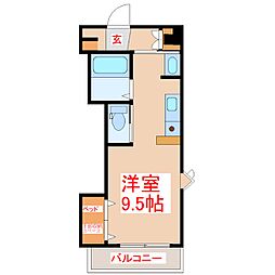第二津曲コーポ ワンルームの間取図画像