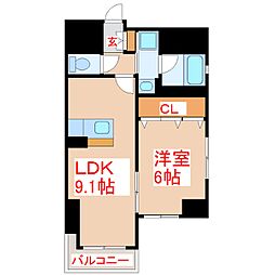 さくらヒルズ西千石 1LDKの間取図画像
