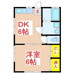 第3グリーンコーポ 1階1DKの間取り
