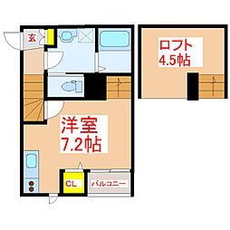 ＣＲＥＡ 1階ワンルームの間取り