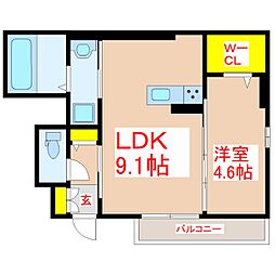 セントラル姶良 1階1LDKの間取り