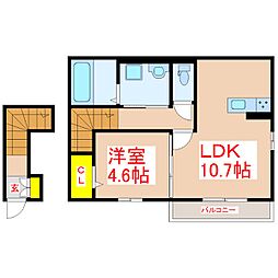 セントラル姶良 2階1LDKの間取り