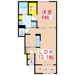 アルドール・アサヒ1 1LDKの間取図画像