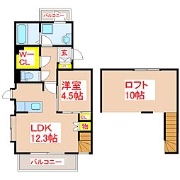 リュクスヴィレ帖佐1 1LDKの間取図画像