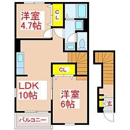 グリーンヒルズ・姶良C 2LDKの間取図画像