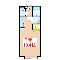 cubeX ワンルームの間取図画像