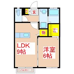 グランドステージ木田C 1LDKの間取図画像