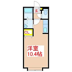 cubeX ワンルームの間取図画像
