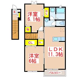 コンフォート田川・姶良 2LDKの間取図画像