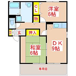 プレミール姶良A棟 2DKの間取図画像