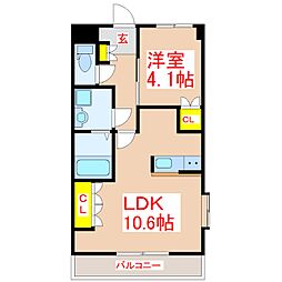 メゾン・メルヴェール 1LDKの間取図画像