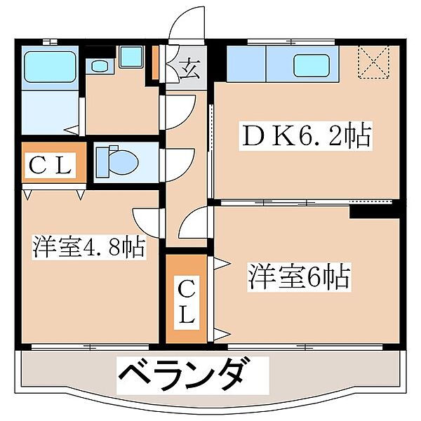 Ｗｉｎ－Ｗｉｎ寿 ｜鹿児島県鹿屋市寿4丁目(賃貸マンション2DK・1階・42.23㎡)の写真 その2