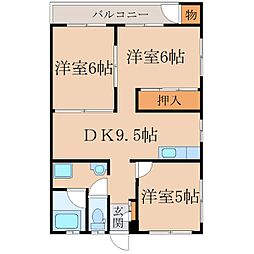 シャトーm 3DKの間取図画像