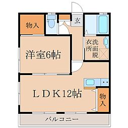 ローズハウス 1LDKの間取図画像