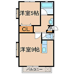 メゾンソレイユ 1LDKの間取図画像