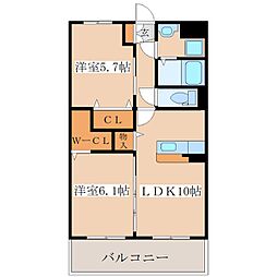 ヴェルデゾーナ泉ヶ丘 2LDKの間取図画像