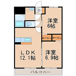 メルローズ札元 2LDKの間取図画像