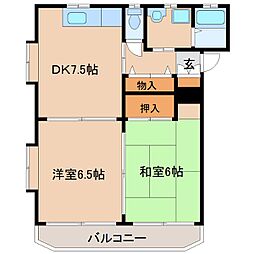 ピアパーク・ミユウ 2DKの間取図画像