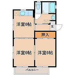 サンリブレ寿 2DKの間取図画像