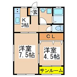 マロン 2Kの間取図画像