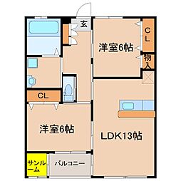 ひまわりハイツ A 1階/-