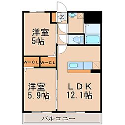 メルローズ札元 2LDKの間取図画像