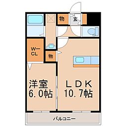 メルローズ札元 1LDKの間取図画像