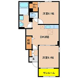 パリスデージー寿B 2DKの間取図画像