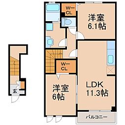 サルヴァトーレ2B 2LDKの間取図画像