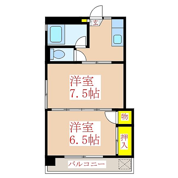 シーサイドＫ ｜鹿児島県霧島市国分広瀬1丁目(賃貸マンション2K・2階・34.00㎡)の写真 その2