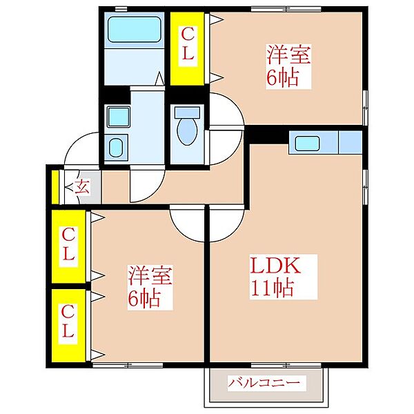 コンフォートハウス　Ａ棟 ｜鹿児島県霧島市隼人町姫城2丁目(賃貸アパート2LDK・2階・55.45㎡)の写真 その2