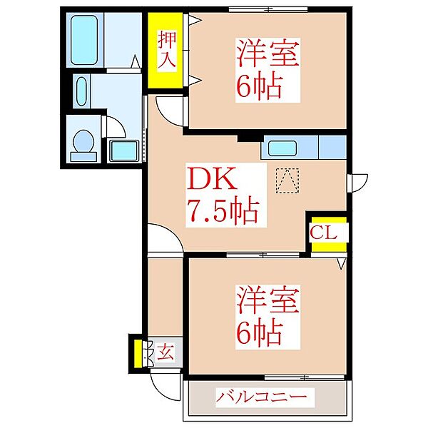 ウエルスランド福島ＷＥＳＴ ｜鹿児島県霧島市国分福島1丁目(賃貸アパート2DK・1階・44.00㎡)の写真 その2