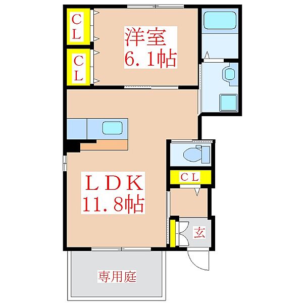 ユニヴァリィグレーシア ｜鹿児島県霧島市国分新町1丁目(賃貸アパート1LDK・1階・43.03㎡)の写真 その2