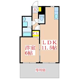 プラシード国分 1LDKの間取図画像