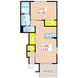 ラシードレーヴ 1LDKの間取図画像