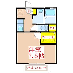 ガーデンプレイス広瀬D棟 1Kの間取図画像