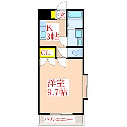 エクシードウィング 1Kの間取図画像