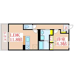 霧島市国分中央2丁目アパート 1LDKの間取図画像