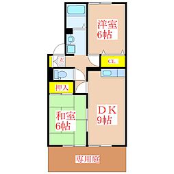 ロイヤルガーデン野口C棟 2DKの間取図画像