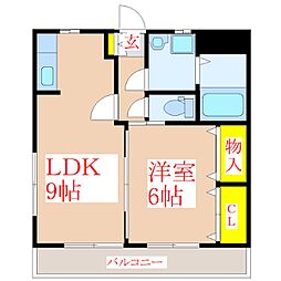 ガーデンプレイス野口 1LDKの間取図画像