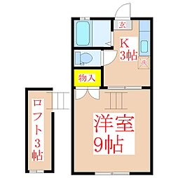 リバーサイドハイツ 1Kの間取図画像