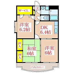 サンライズK&Y 3DKの間取図画像