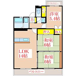 ヒルズアルカディア 3LDKの間取図画像